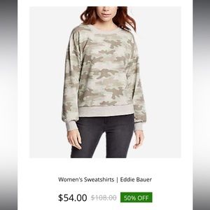 NWT Eddie Bauer Cozy Camo Crew Neck Sweatshirt